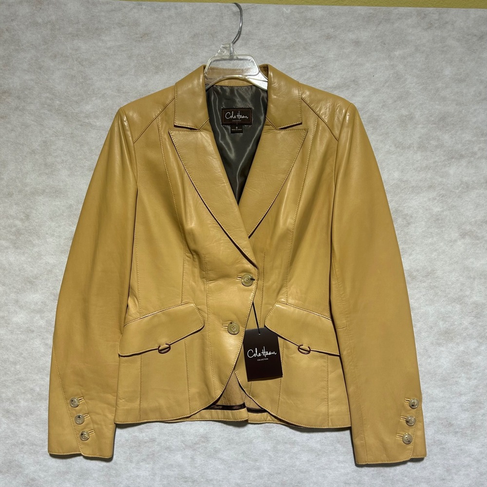 Cole Haan Collection Leather Jacket Size 8 Desert Tan Beige Womens‎ Designer